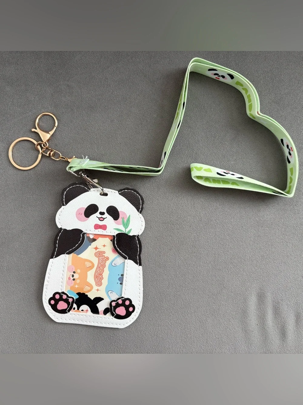 Hisocute Panda Card Holder with Mint Lanyard